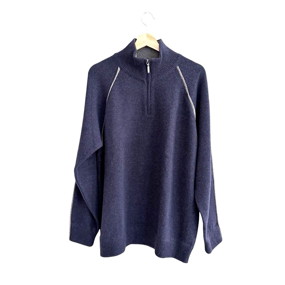 Bellwood Mens Wool Cashmere Blend 1/4 Zip Sweater Size L Quiet Luxury Old Money